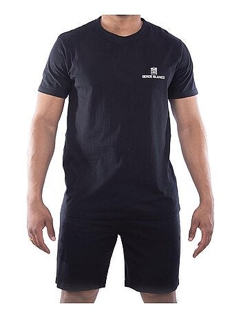Ensemble homme pyjama court t-shirt col rond west serge blanco