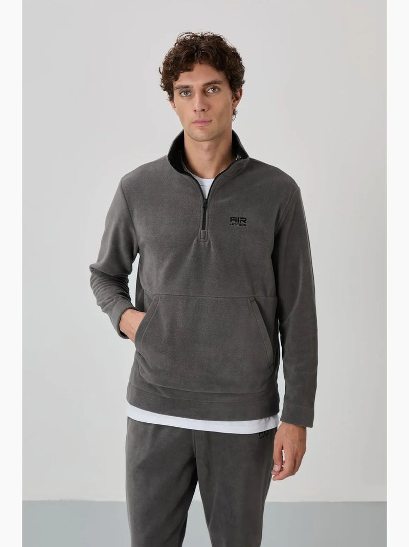 Ensemble homme sweat et pantalon à col zippé tommy Gris Noir - Kiabi
