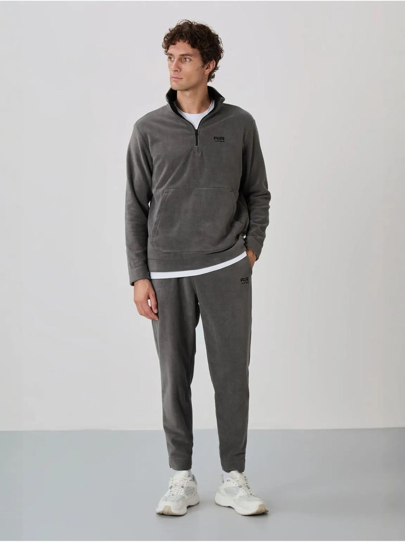 Ensemble homme sweat et pantalon à col zippé tommy Gris Noir - Kiabi