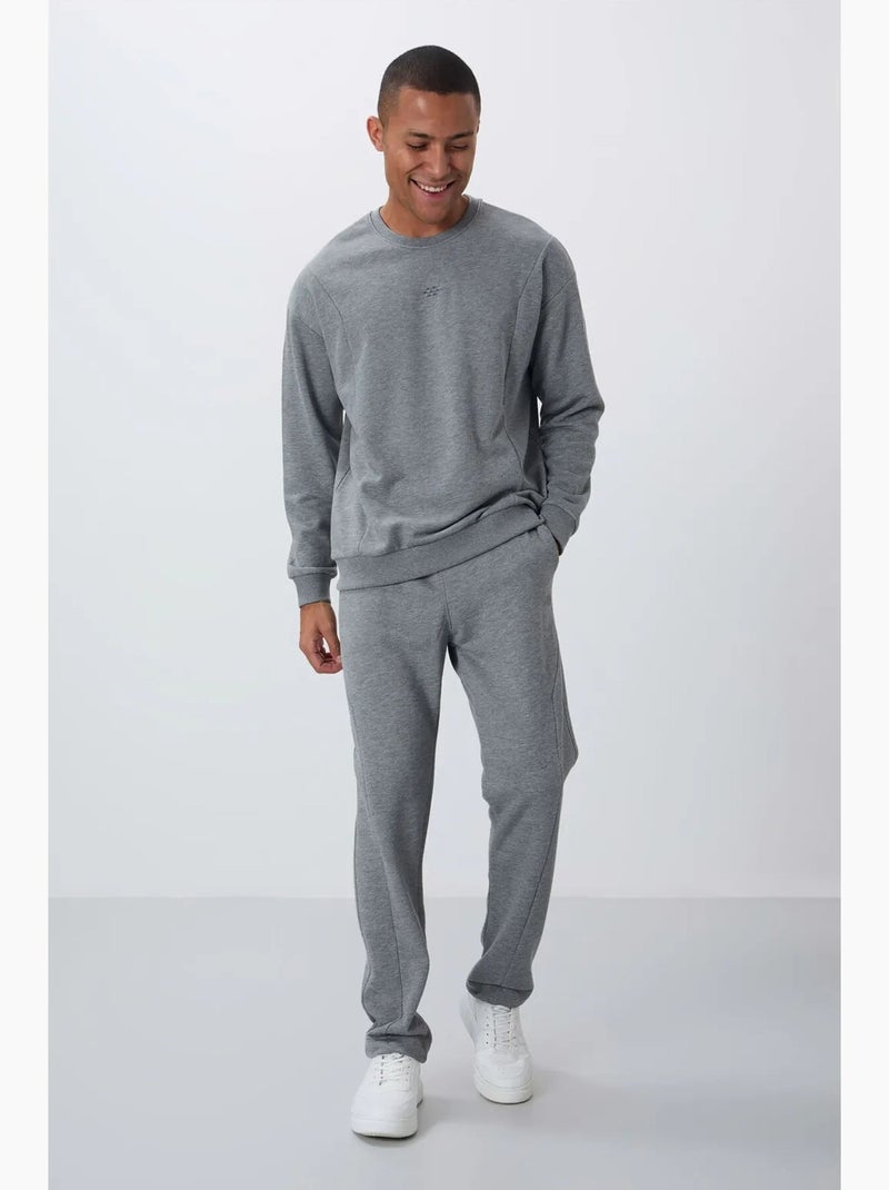 Ensemble homme sweat et pantalon en molleton coton mélangé tommy Gris - Kiabi