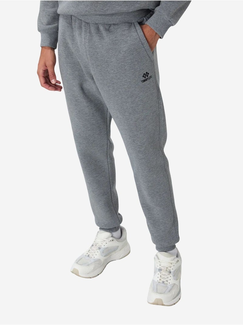 Ensemble homme sweat et pantalon en molleton tommy Gris - Kiabi