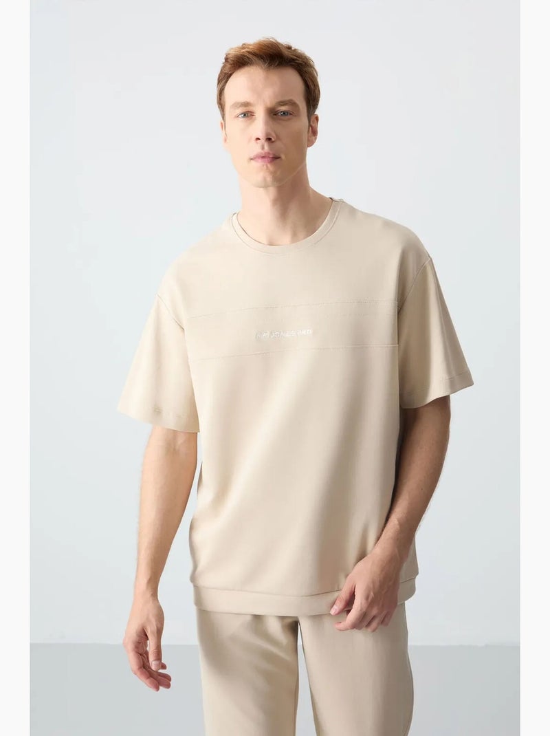Ensemble homme t-shirt et pantalon oversize tommy Beige argile - Kiabi