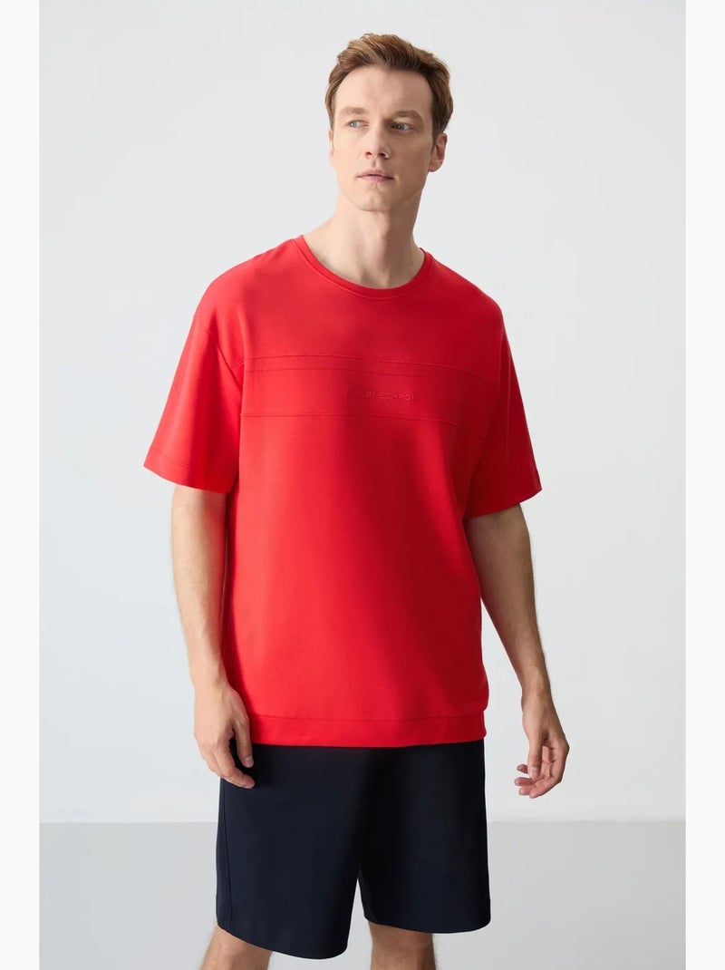 Ensemble homme t-shirt oversize et short en coton mélangé tommy Rouge - Kiabi