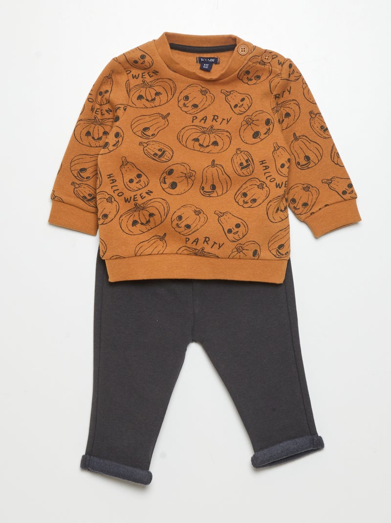 Ensemble jogging sweat + pantalon - 2 pièces - Halloween Marron - Kiabi