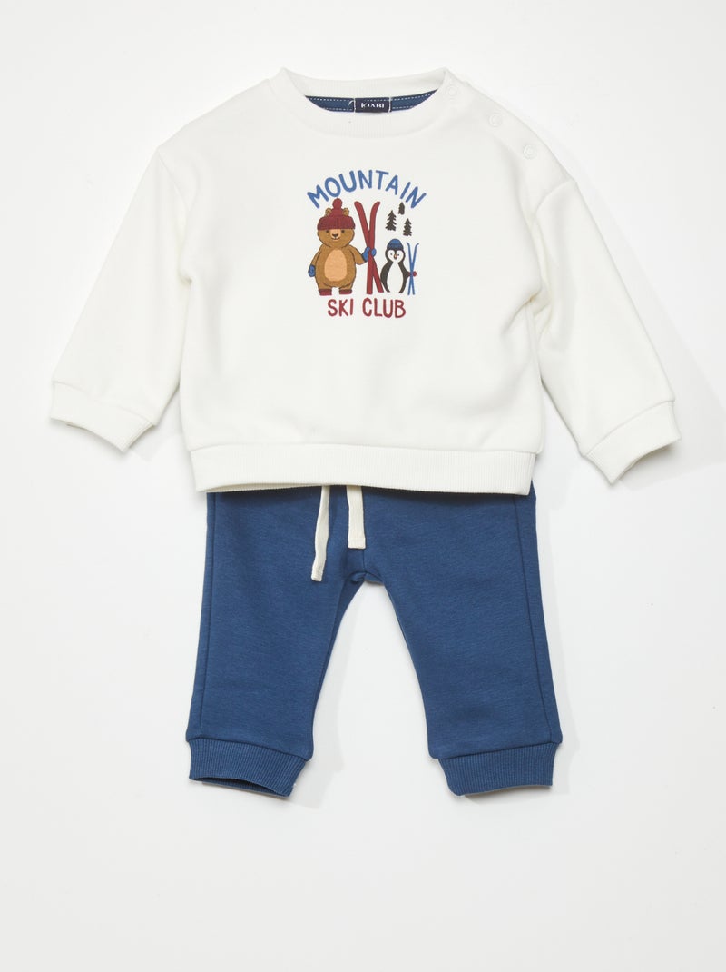Ensemble jogging sweat + pantalon - 2 pièces Blanc - Kiabi