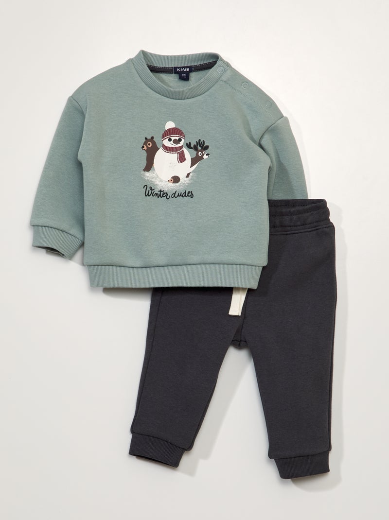 Ensemble jogging sweat + pantalon - 2 pièces Bleu - Kiabi