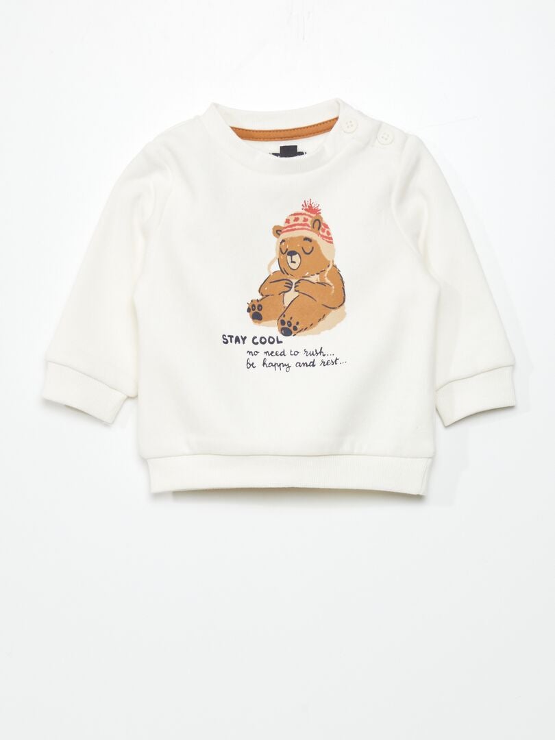 Ensemble jogging sweat + pantalon - 2 pièces Marron/blanc - Kiabi