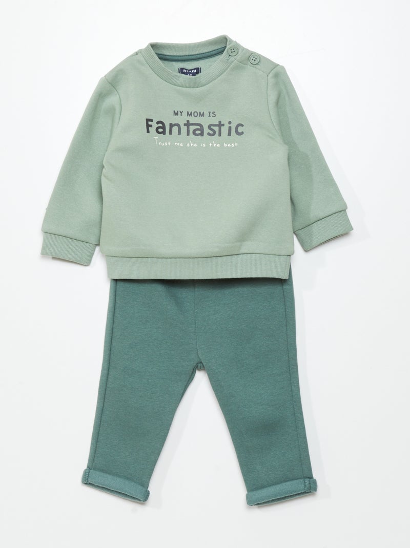 Ensemble jogging sweat + pantalon - 2 pièces Vert - Kiabi