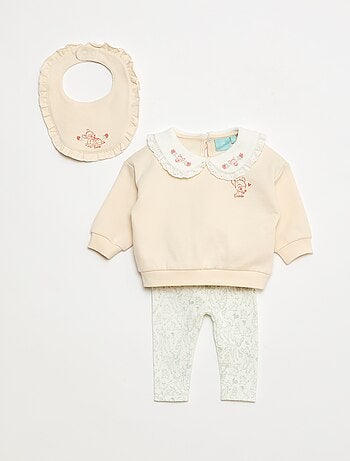Ensemble jogging sweat + pantalon + bavoir 'Disney' 'Minnie' - 3 pièces