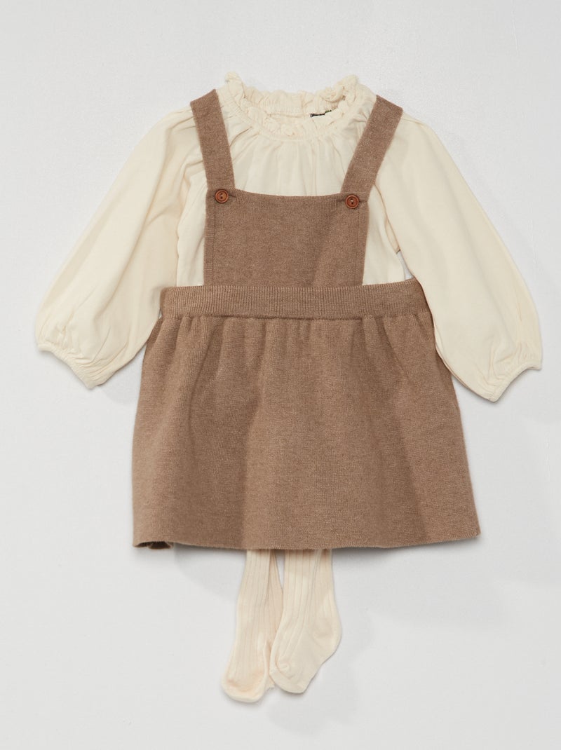 Ensemble jupe + collant + t-shirt MARRON - Kiabi