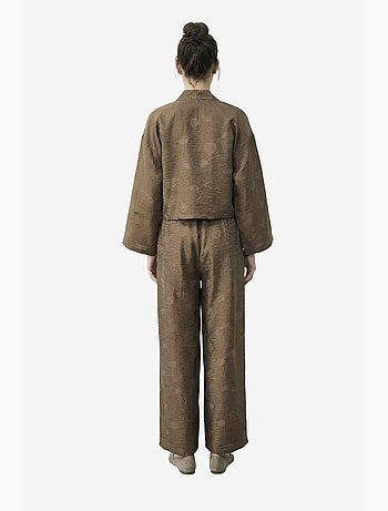 Ensemble kimono oversize à col v fleuri et pantalon large lucci