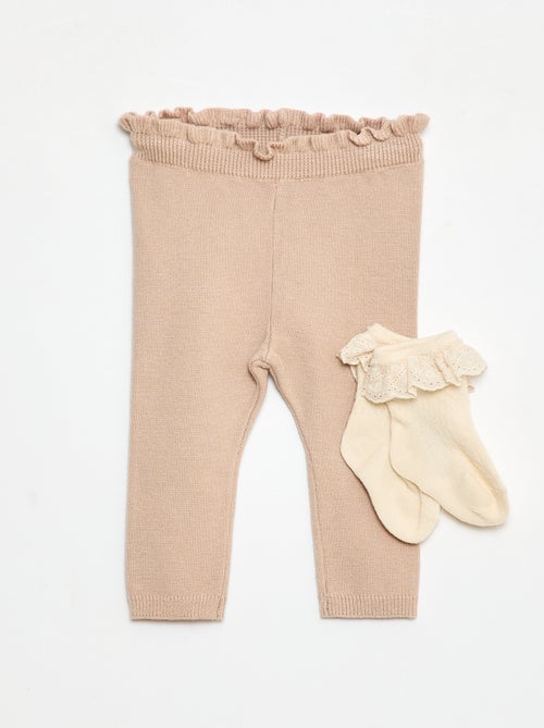 Ensemble Legging fantaisie + chaussette en dentelle - Kiabi