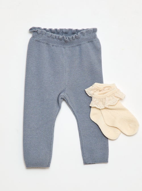 Ensemble Legging fantaisie + chaussette en dentelle - Kiabi