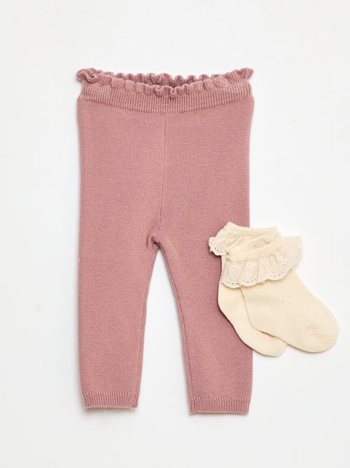 Ensemble Legging fantaisie + chaussette en dentelle - Kiabi