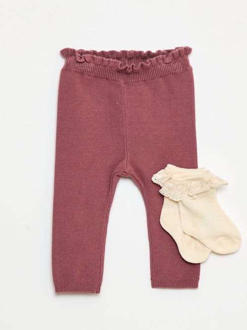 Ensemble Legging fantaisie + chaussette en dentelle - Kiabi