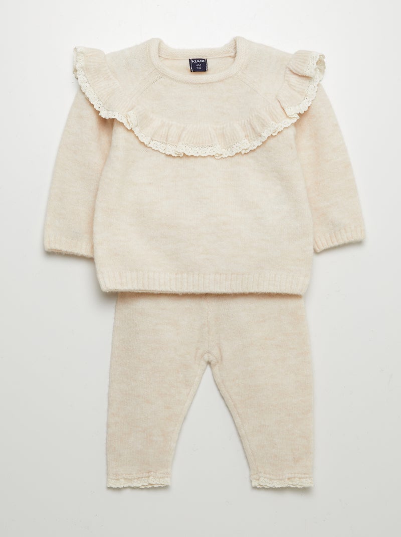 Ensemble legging + pull avec volants - 2 pièces BEIGE - Kiabi