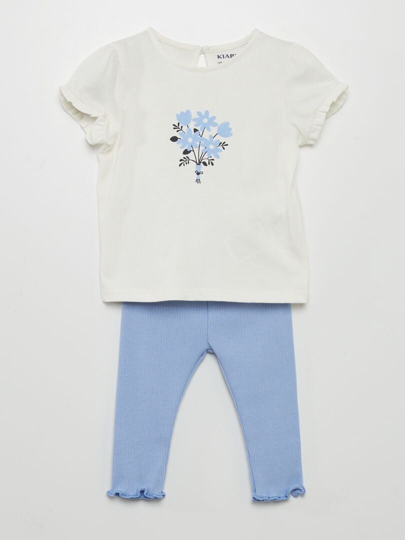 Ensemble legging + t-shirt imprimé - 2 pièces Bleu - Kiabi