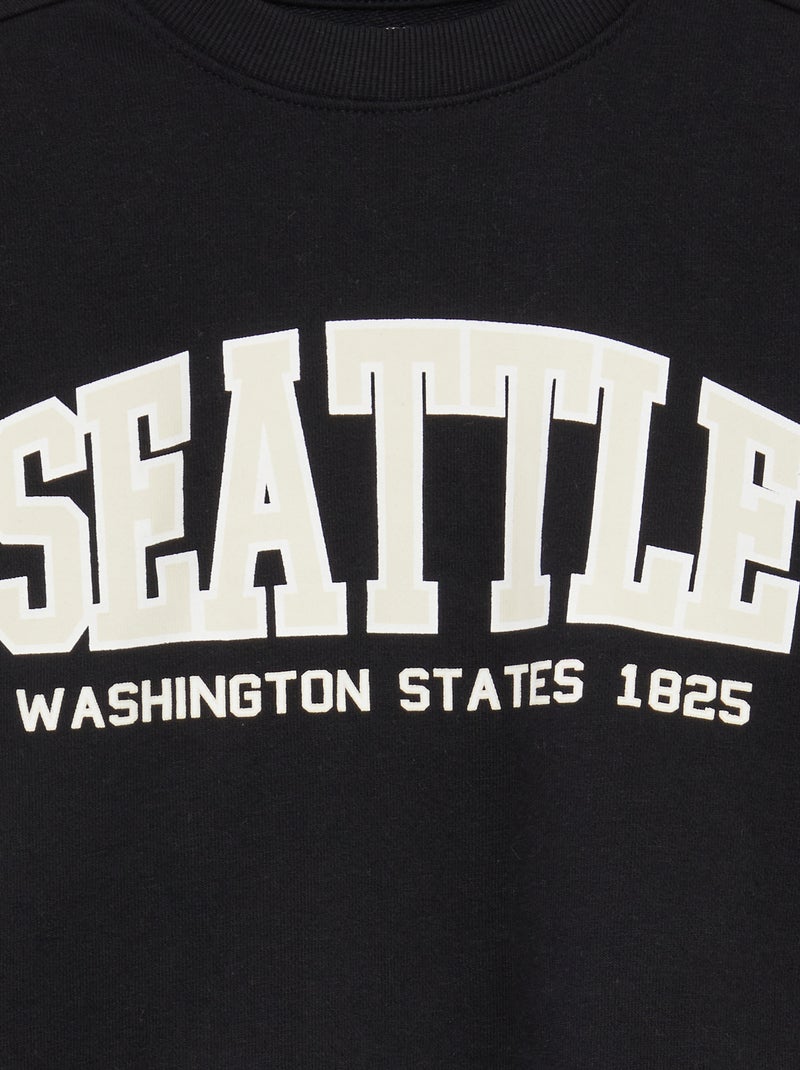 Ensemble molleton imprimé sweat + pantalon - 2 pièces Noir - Kiabi