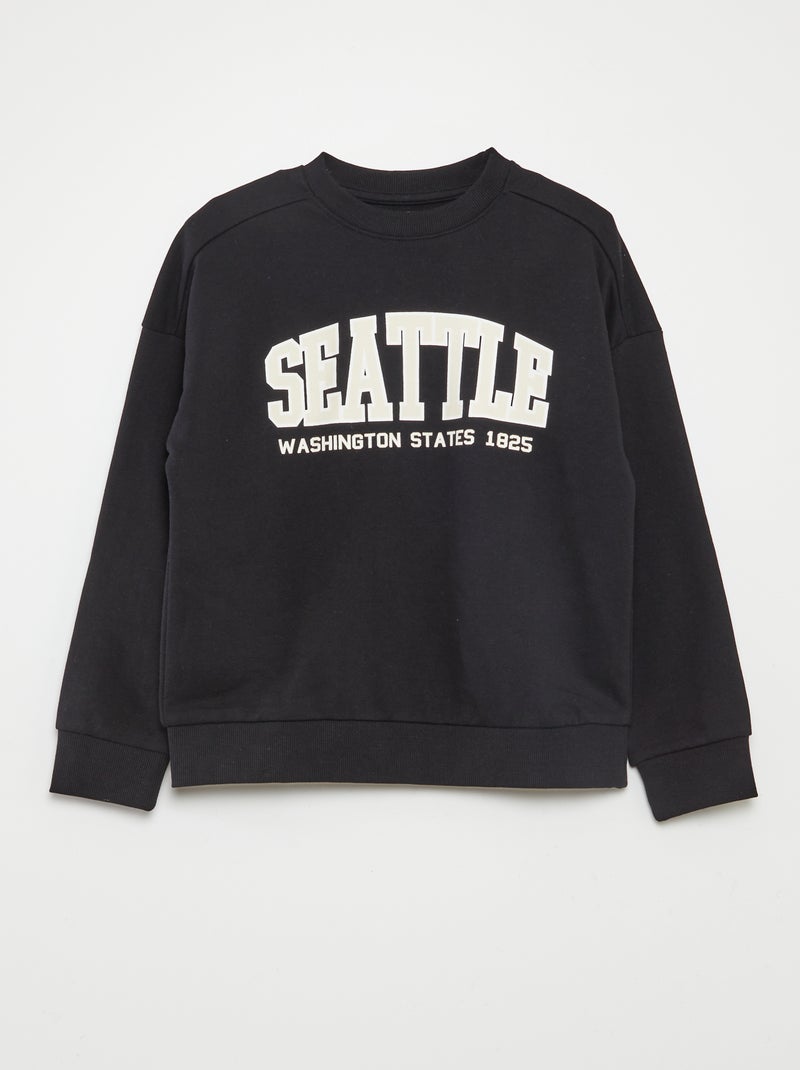 Ensemble molleton imprimé sweat + pantalon - 2 pièces Noir - Kiabi