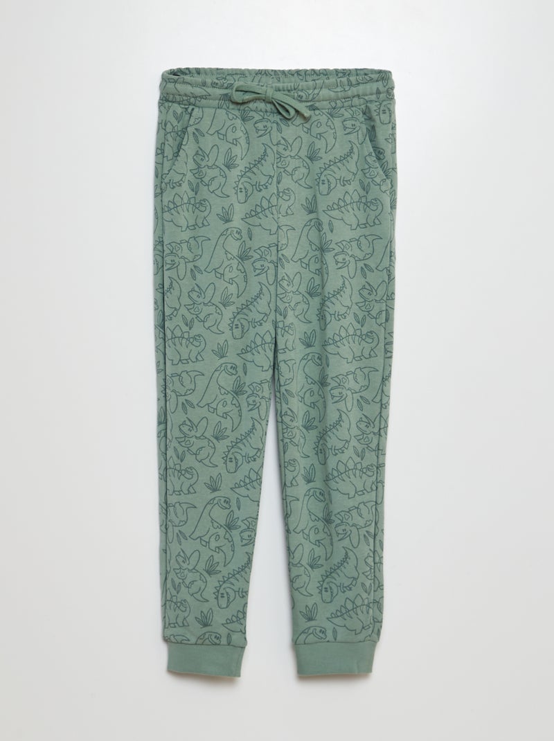 Ensemble molleton imprimé sweat + pantalon - 2 pièces Vert/gris - Kiabi