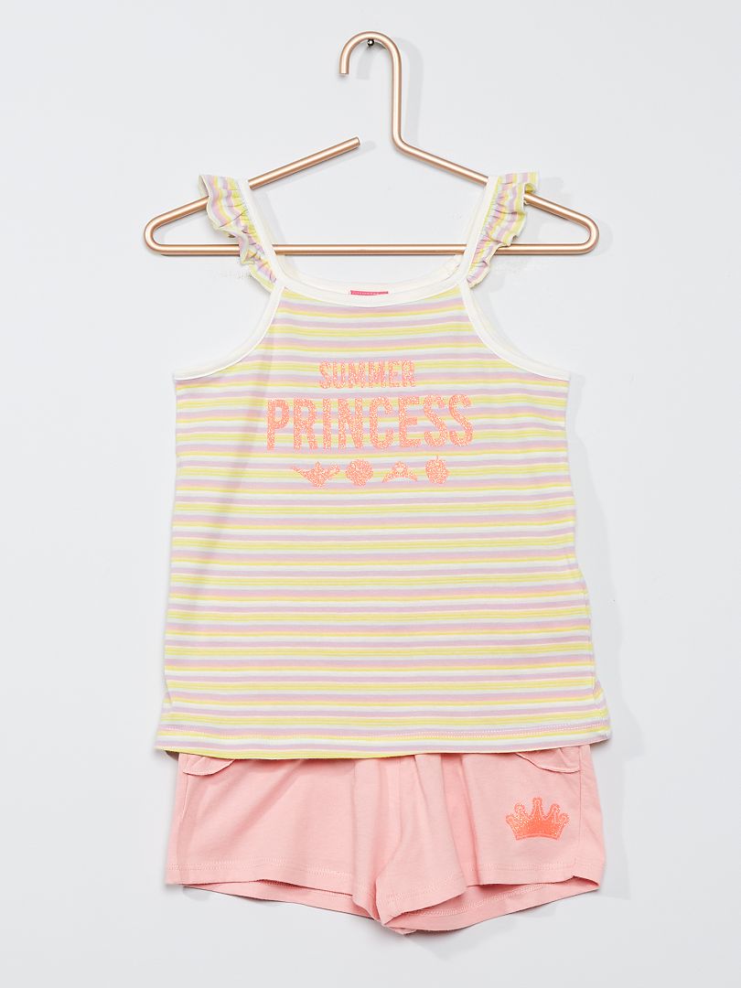Ensemble mouwloze top + short 'Disney-prinsessen' roze - Kiabi