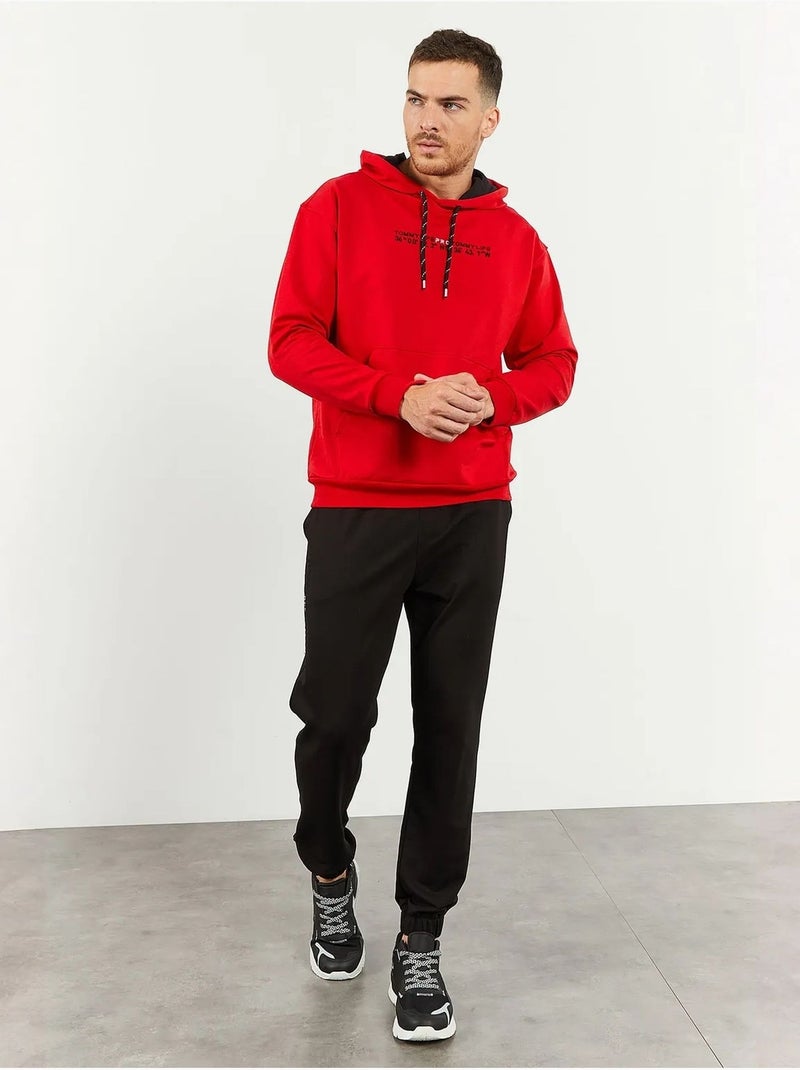 Ensemble oversize sweat à capuche et pantalon tommy Rouge - Kiabi