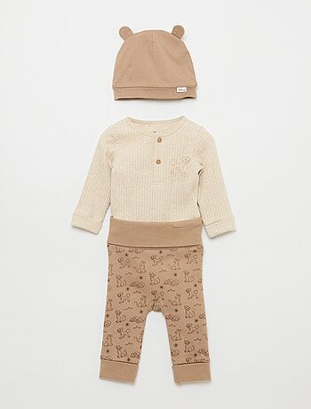 Ensemble pantalon + body + bonnet 'Simba' - 3 pièces