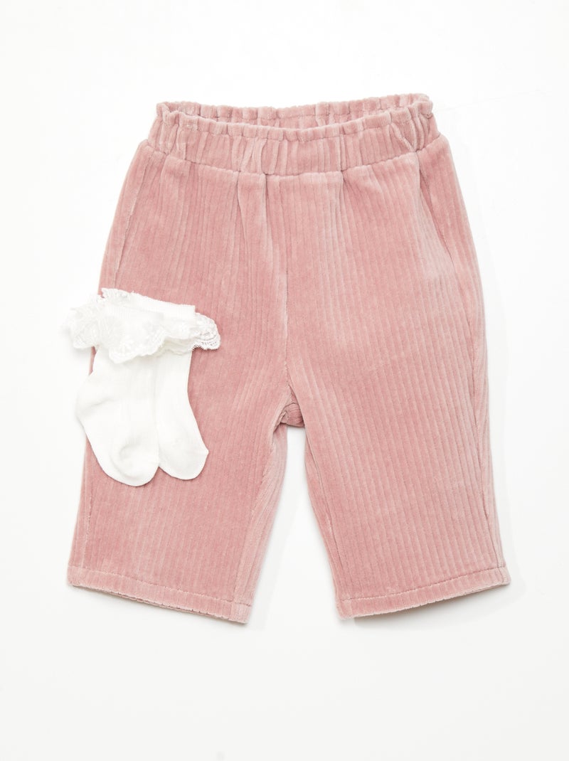 Ensemble pantalon en velours + chaussettes - 2 pièces ROSE WOOD - Kiabi