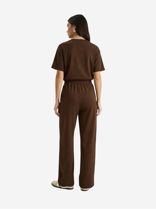 Ensemble pantalon large taille mi-haute et t-shirt à col rond lucci - Kiabi