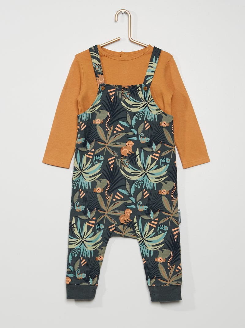 Ensemble 'Petit Béguin' t-shirt + salopette BEIGE - Kiabi