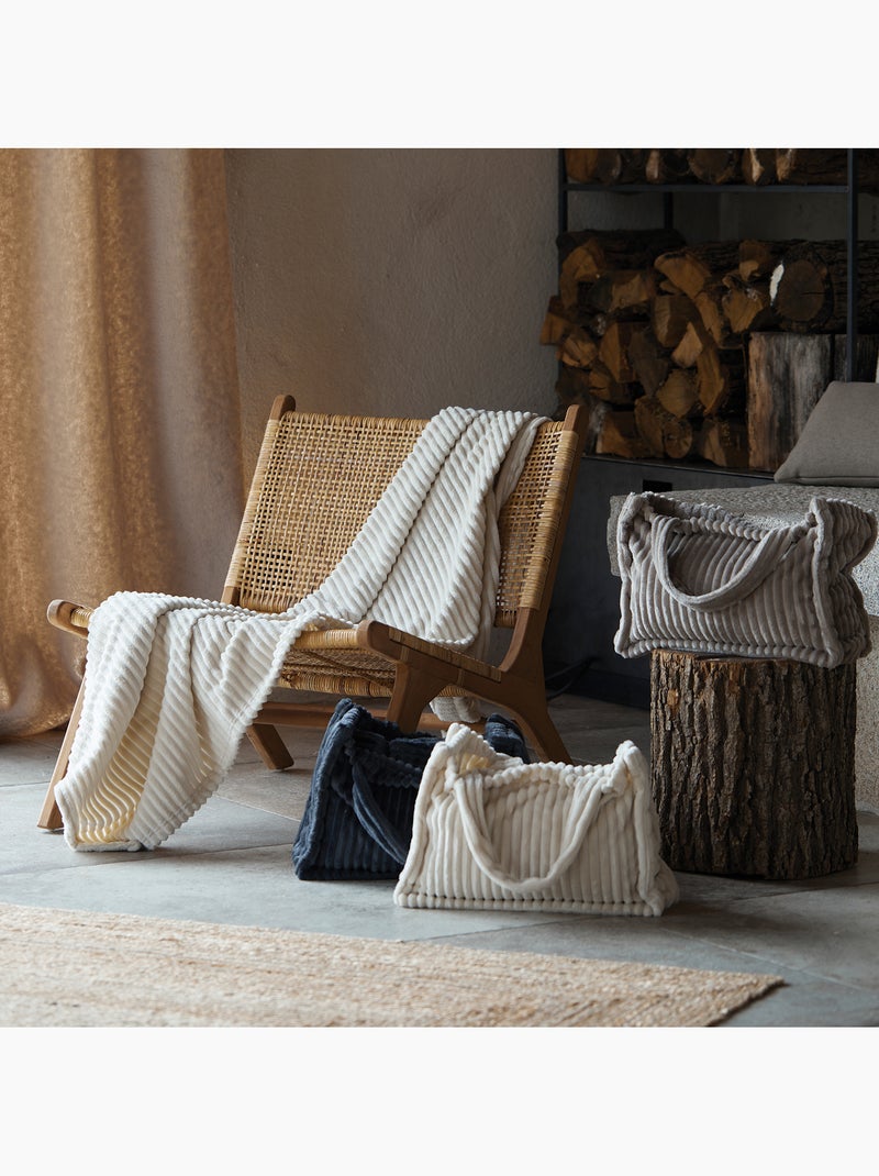 Ensemble plaid et sac doux côtelé Lin - Kiabi