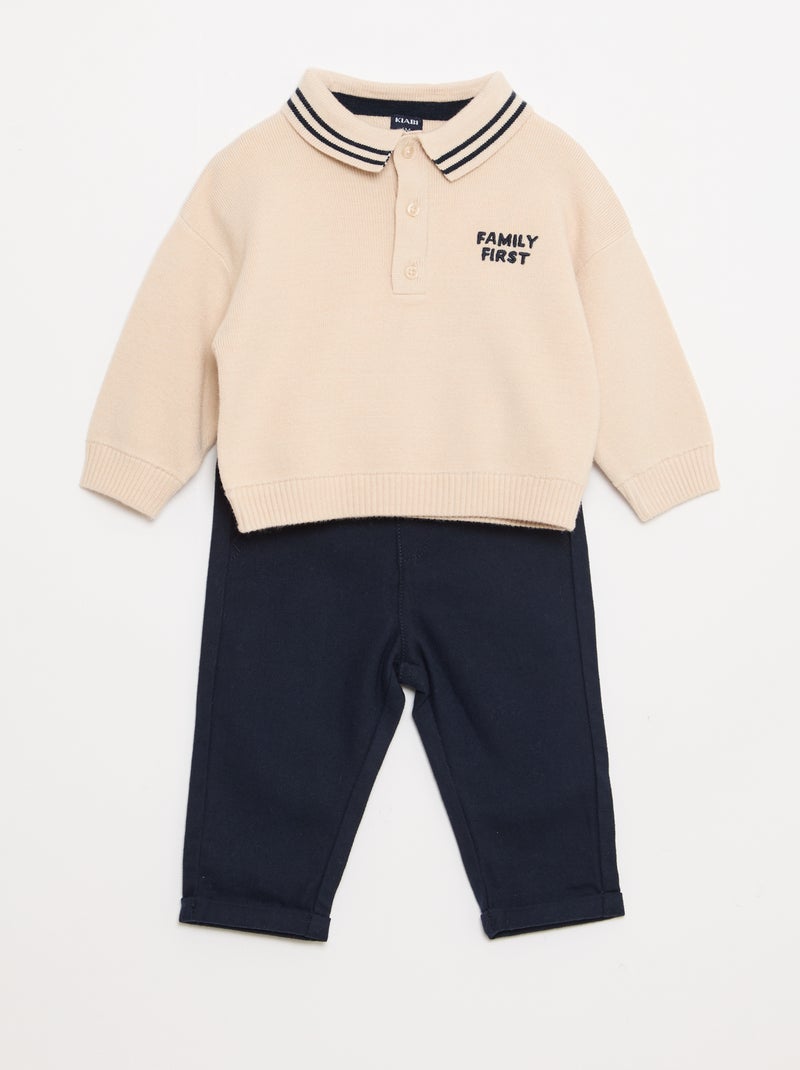 Ensemble polo chaud + pantalon - 2 pièces Gris - Kiabi