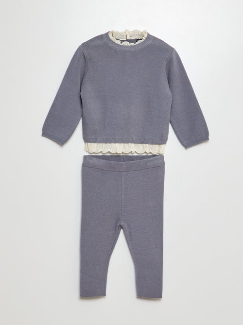 Ensemble pull avec broderies + legging - 2 pièces - Kiabi