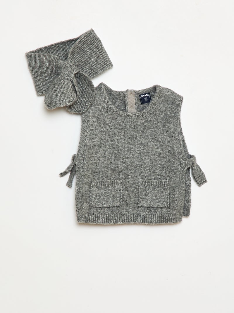 Ensemble pull + écharpe fine Gris - Kiabi