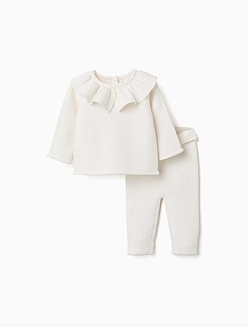 Ensemble pull en maille avec volants + pantalon