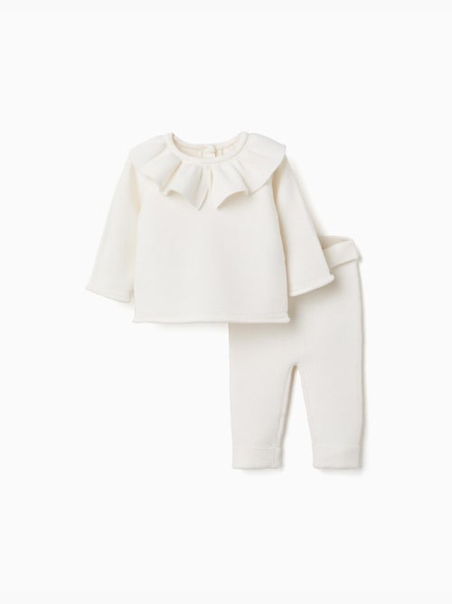 Ensemble pull en maille avec volants + pantalon - Kiabi