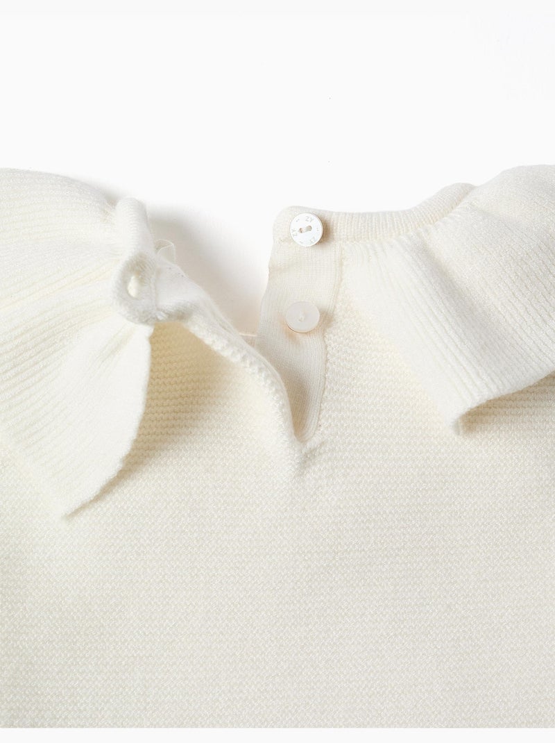 Ensemble pull en maille avec volants + pantalon Blanc - Kiabi