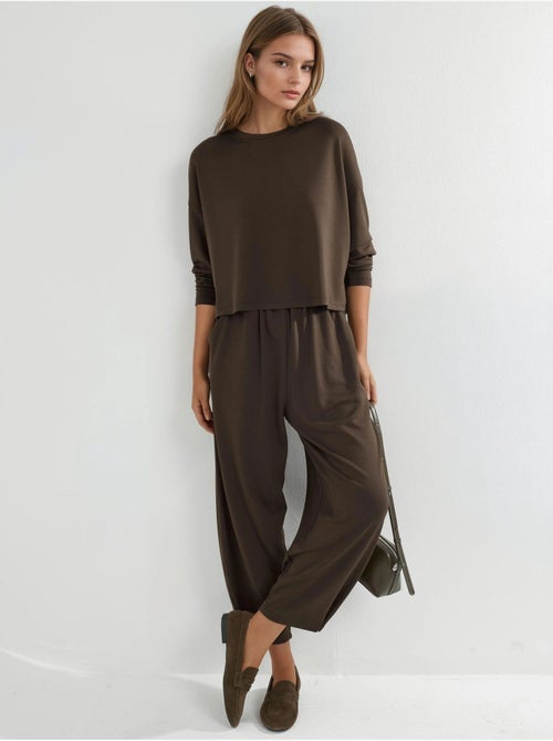 Ensemble pull oversize à col rond et pantalon à jambes élastiques hiccup - Kiabi