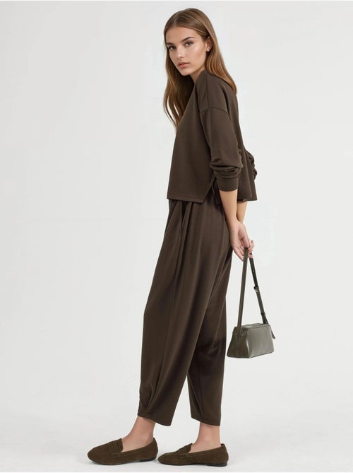 Ensemble pull oversize à col rond et pantalon à jambes élastiques hiccup - Kiabi