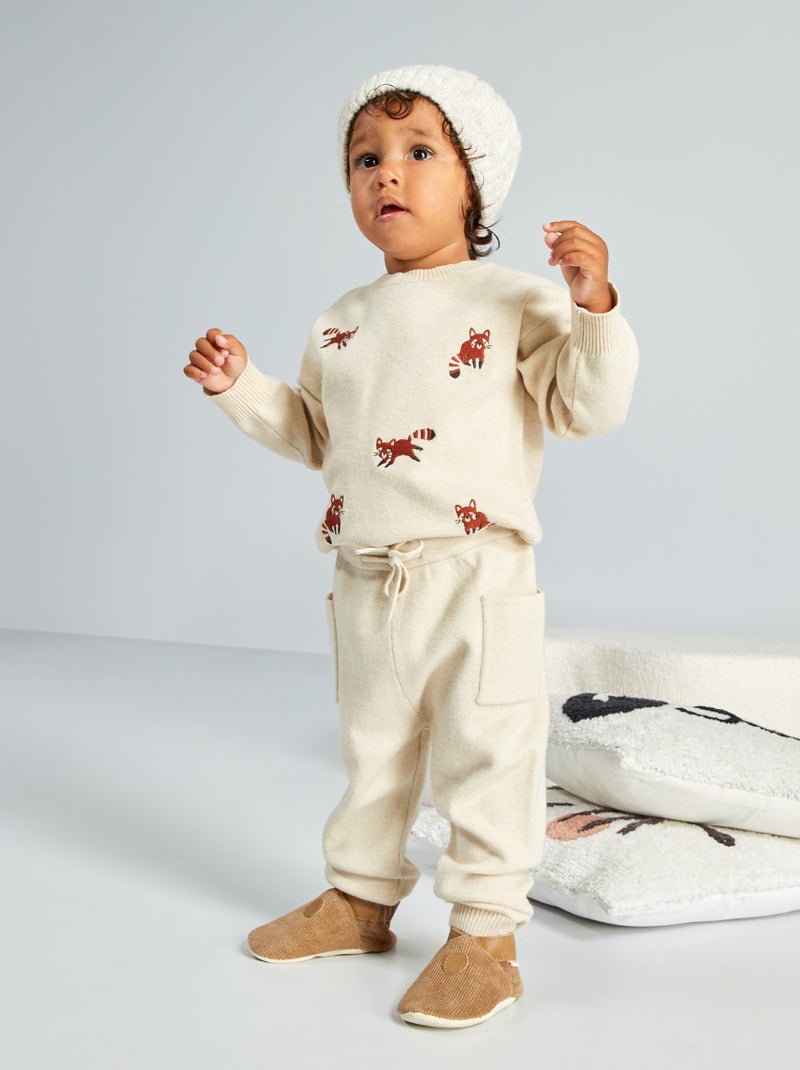 Ensemble pull + pantalon en maille - 2 pièces Beige - Kiabi
