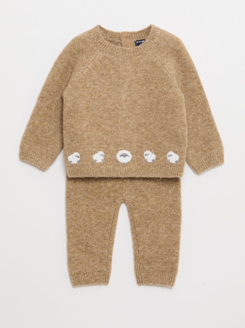 Ensemble pull + pantalon en maille - 2 pièces Marron - Kiabi