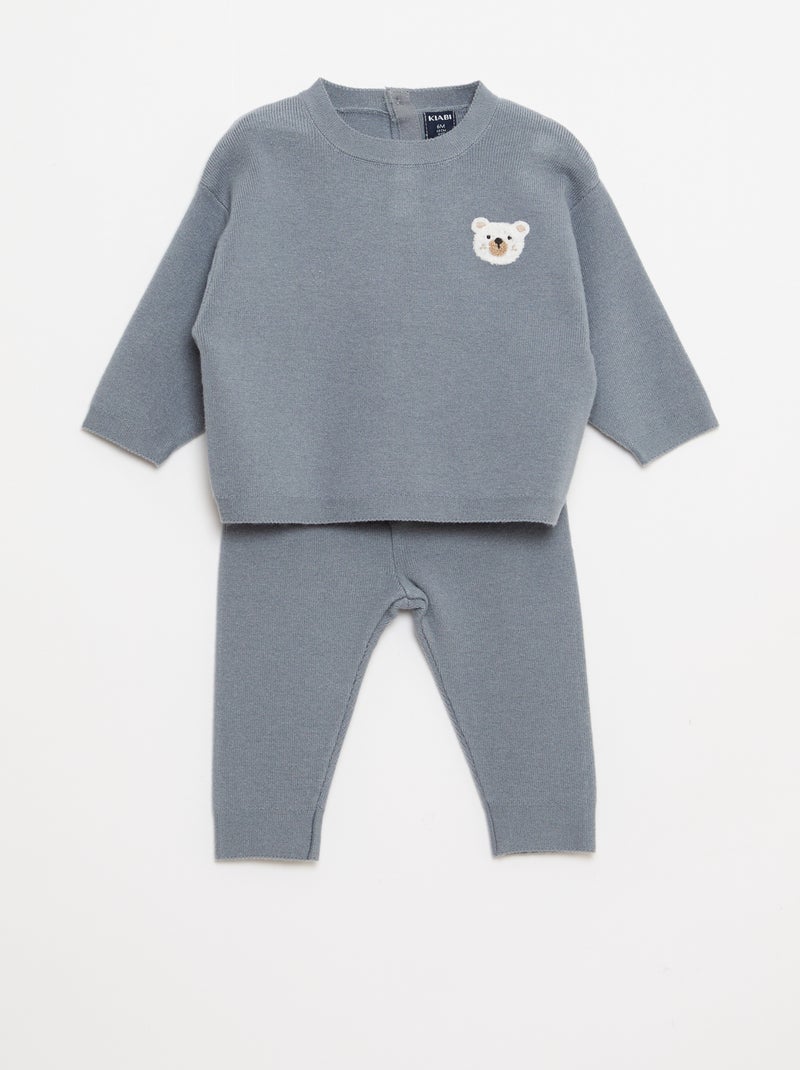 Ensemble pull + pantalon en maille Bleu - Kiabi