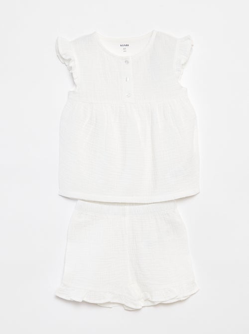 Ensemble pyjama blouse + short en lange - 2 pièces - Kiabi