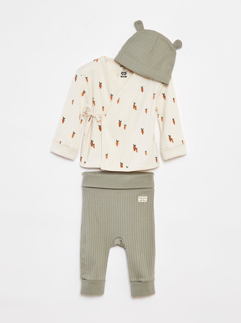 Ensemble pyjama + bonnet - 3 pièces BLANC - Kiabi