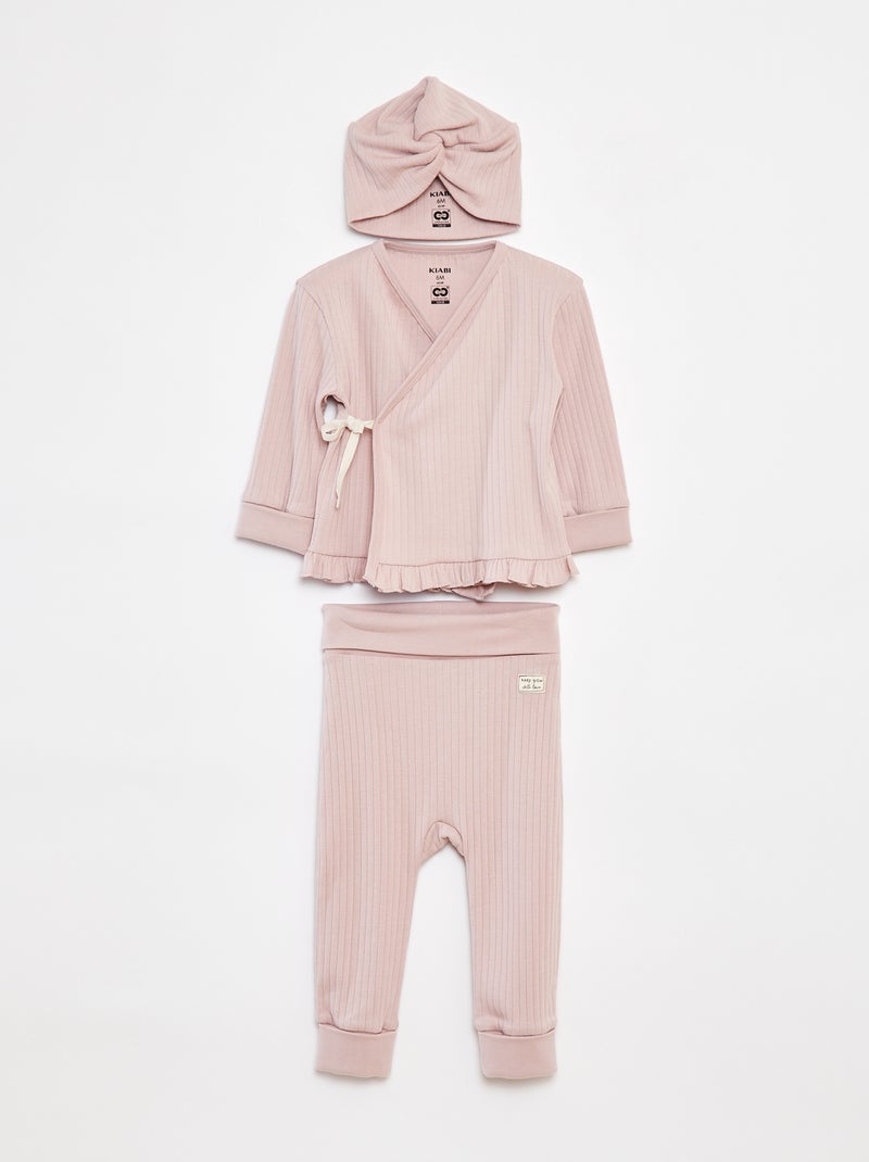 Ensemble pyjama + bonnet - 3 pièces ROSE - Kiabi