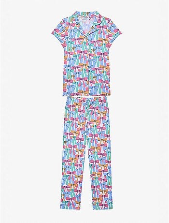 Ensemble pyjama chemise et short à nœuds colorés penti