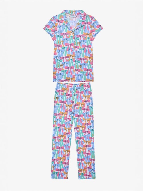 Ensemble pyjama chemise et short à nœuds colorés penti - Kiabi