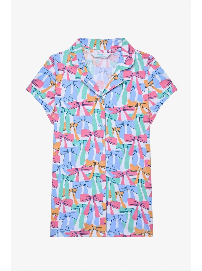 Ensemble pyjama chemise et short à nœuds colorés penti Multicolore - Kiabi