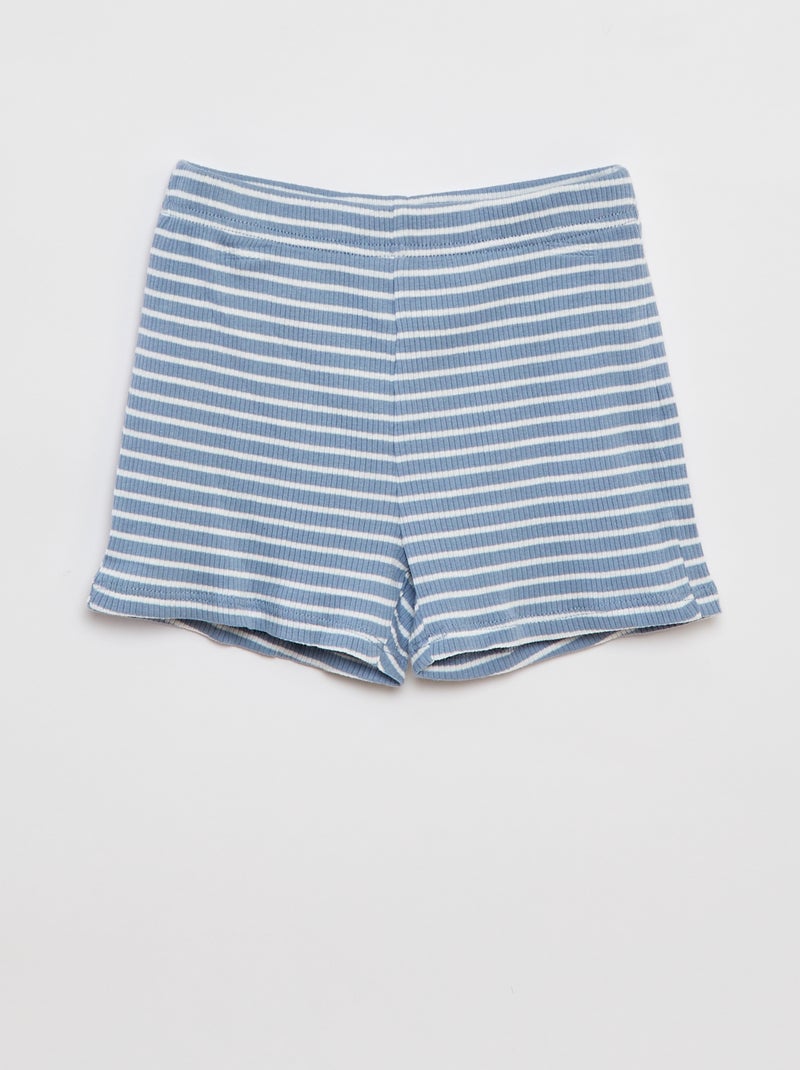 Ensemble pyjama court côtelé - 2 pièces BLEU - Kiabi