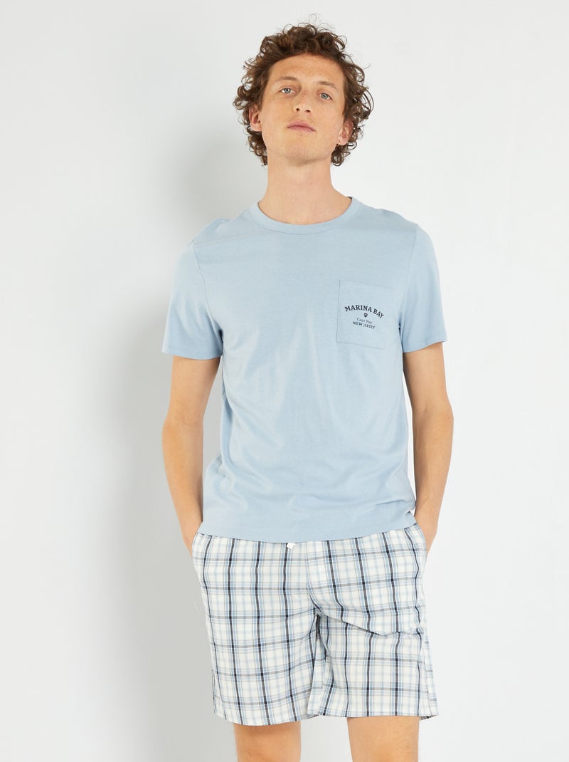 Ensemble pyjama court en jersey - 2 pièces Bleu ciel - Kiabi
